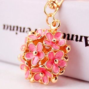 Pink Floral Bouquet Purse Charm Keychain New